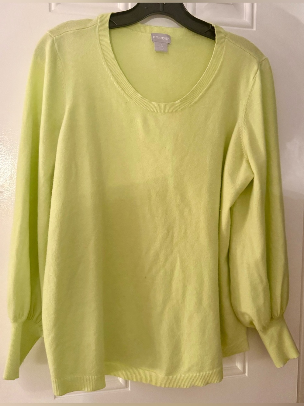 Chico's bright Lime Green Crewneck Sweater